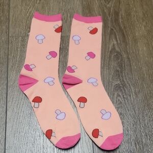 Pink Mushroom Pattern Socks